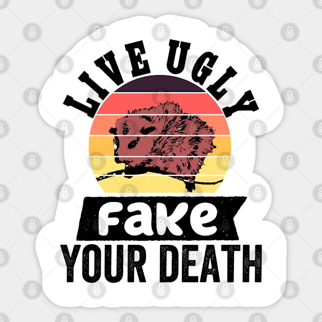 Live Ugly Fake Your Death Opossum Funny Sticker by Redmart